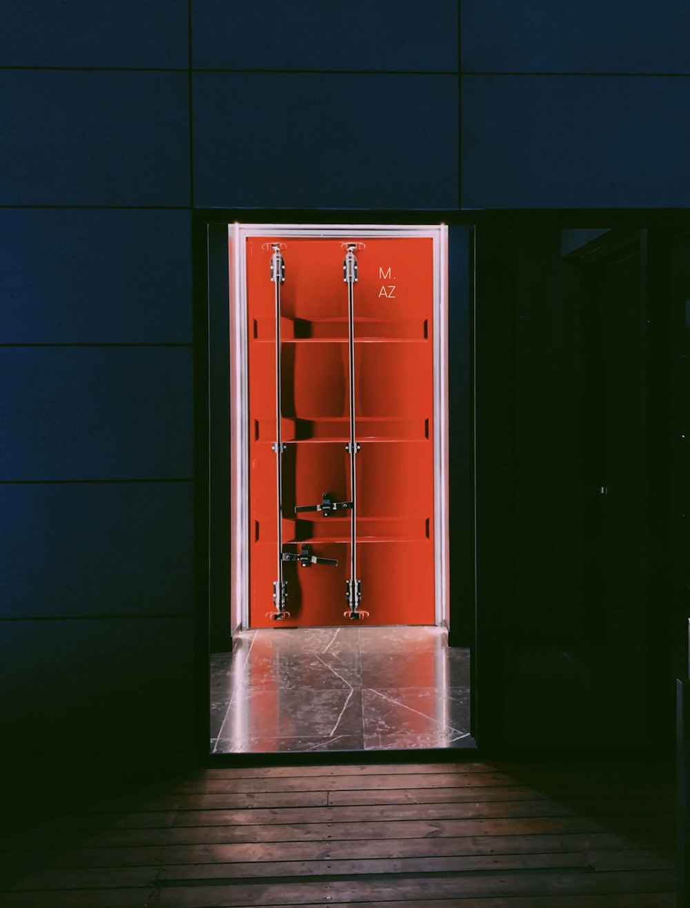 red and black cabinet