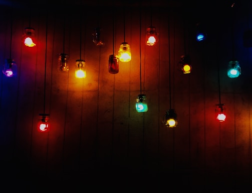 a group of lights that are on a wall