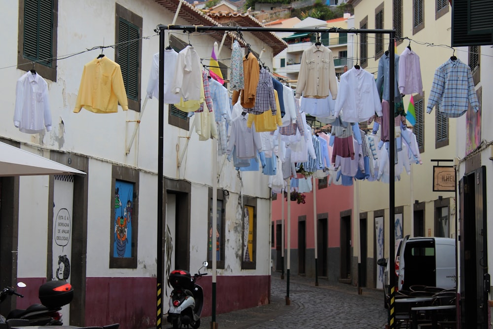 clothes hanged in street