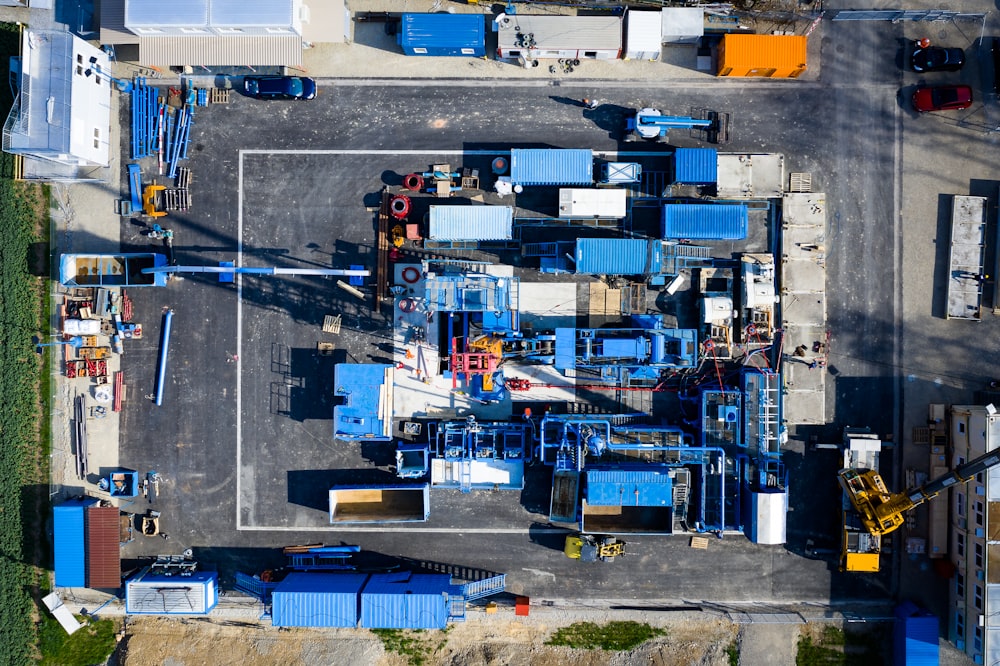 aerial view of industrial machines