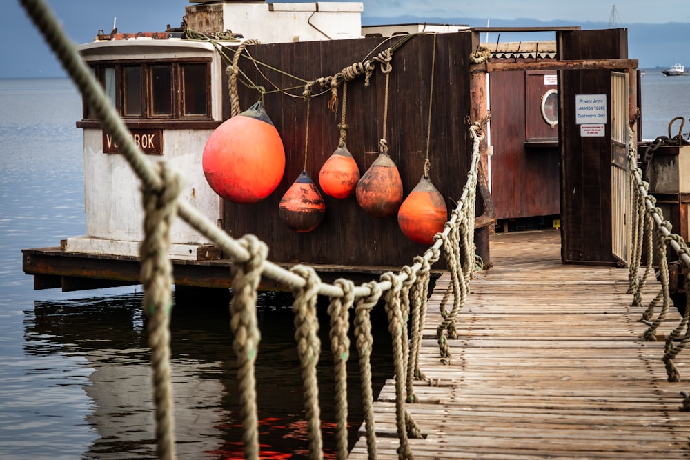 hanging orange buoys
