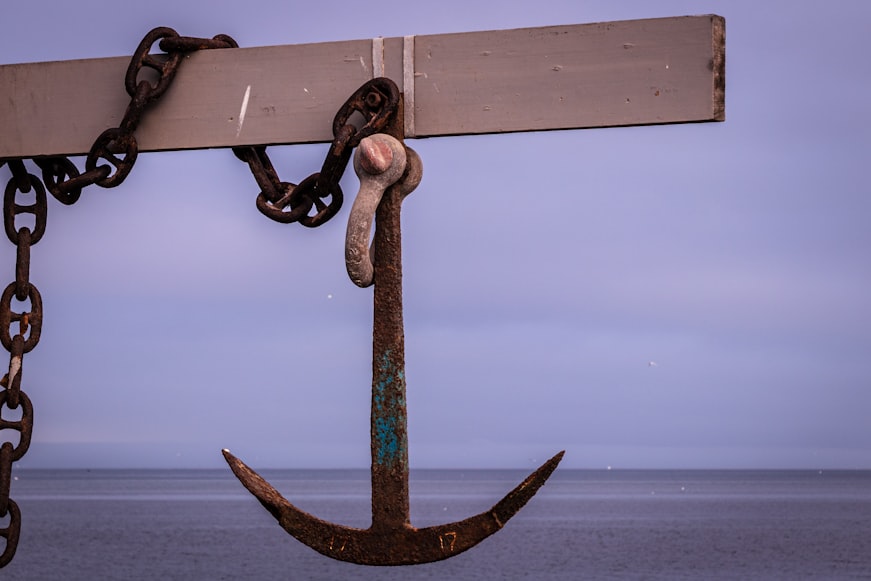 hanging anchor at the ocean