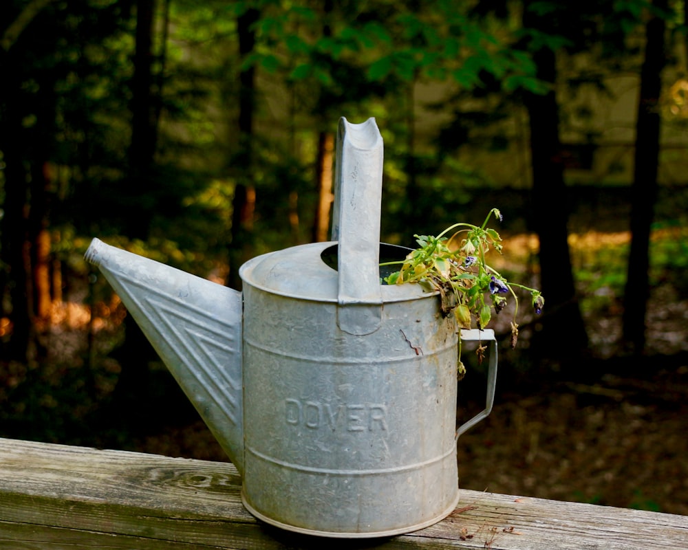 grey watering can