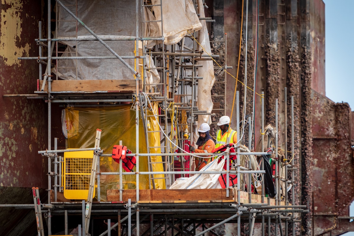 Engineering workers at industrial site, Walvis Bay