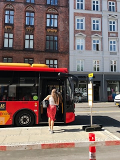 woman going in bus