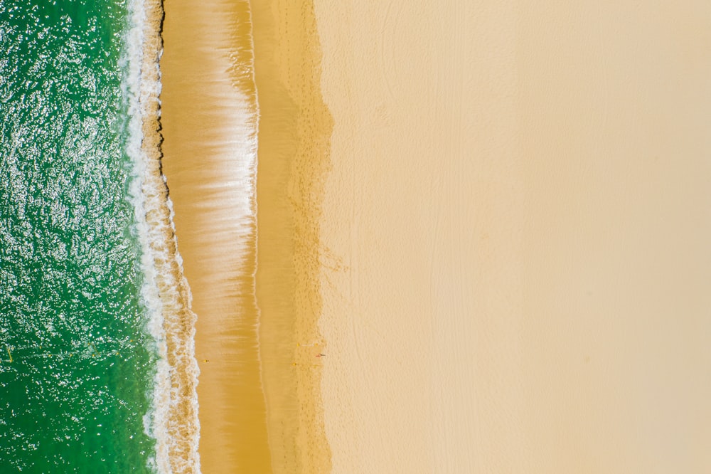 an aerial view of a beach and ocean