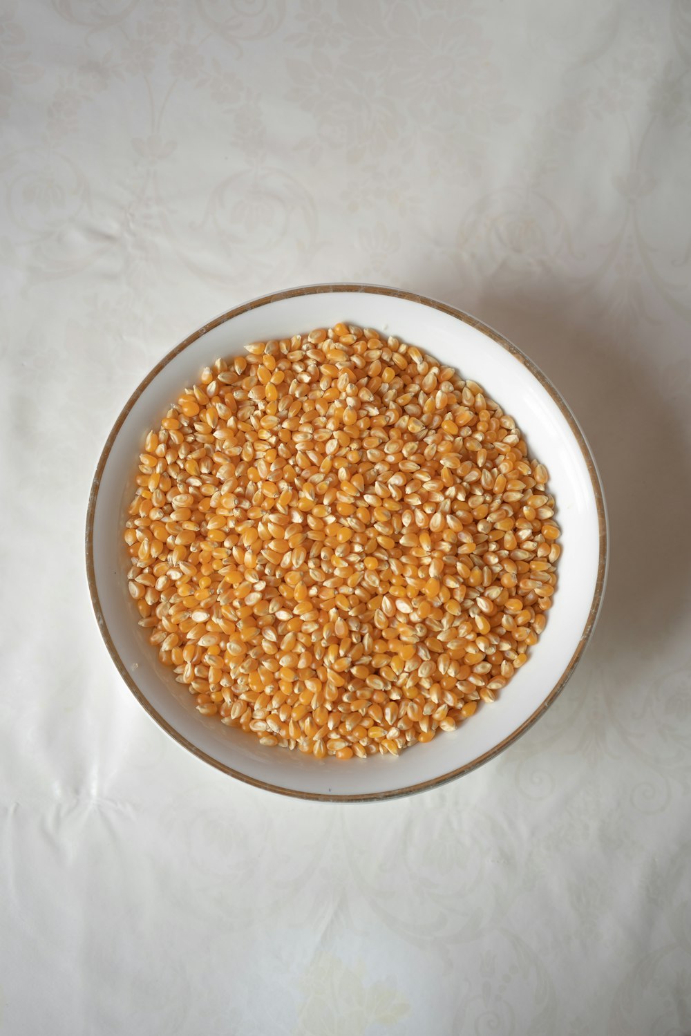 graines de maïs dans un bol blanc