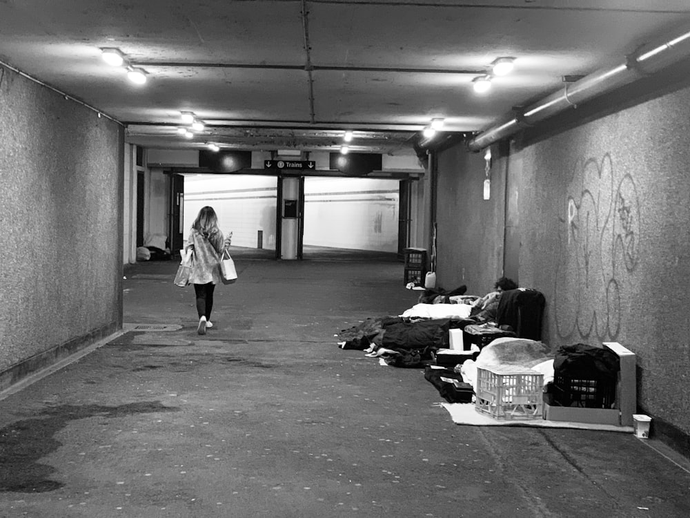 woman walking in street