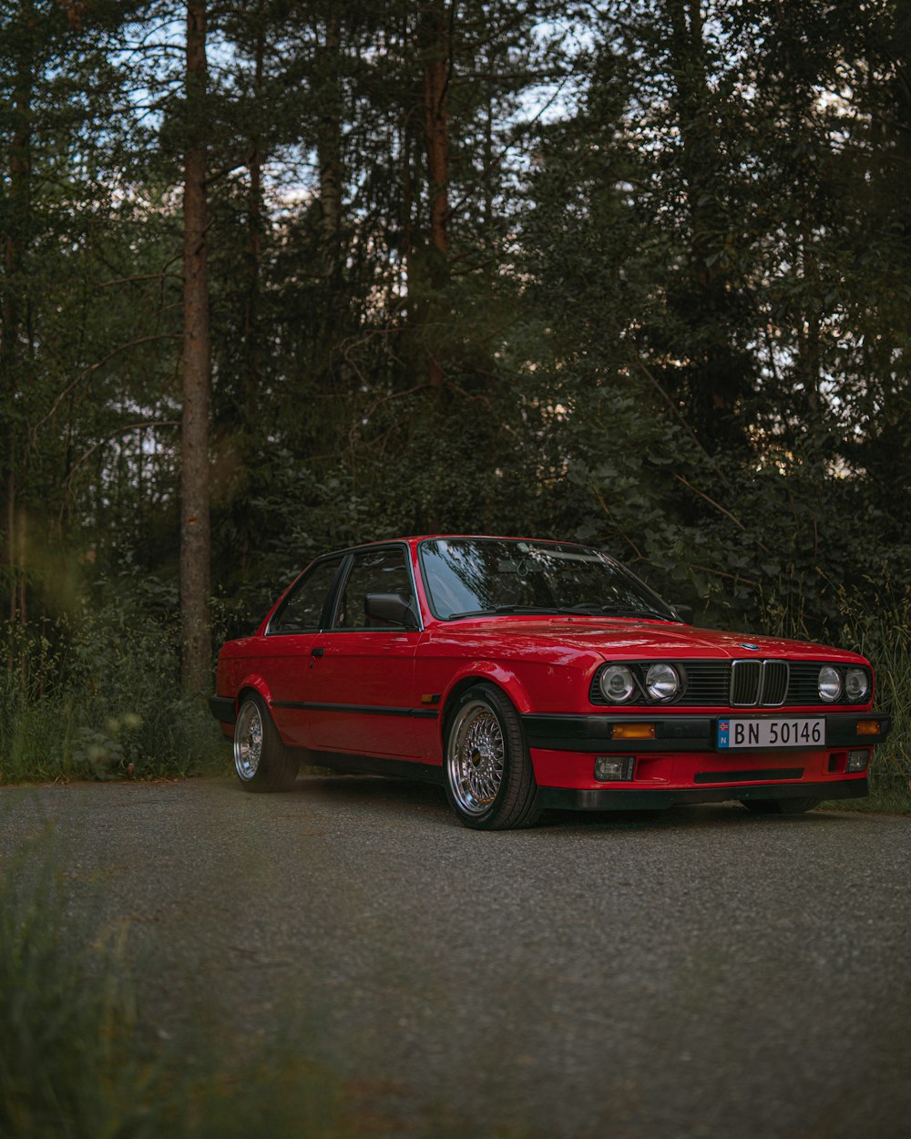red BMW sedan
