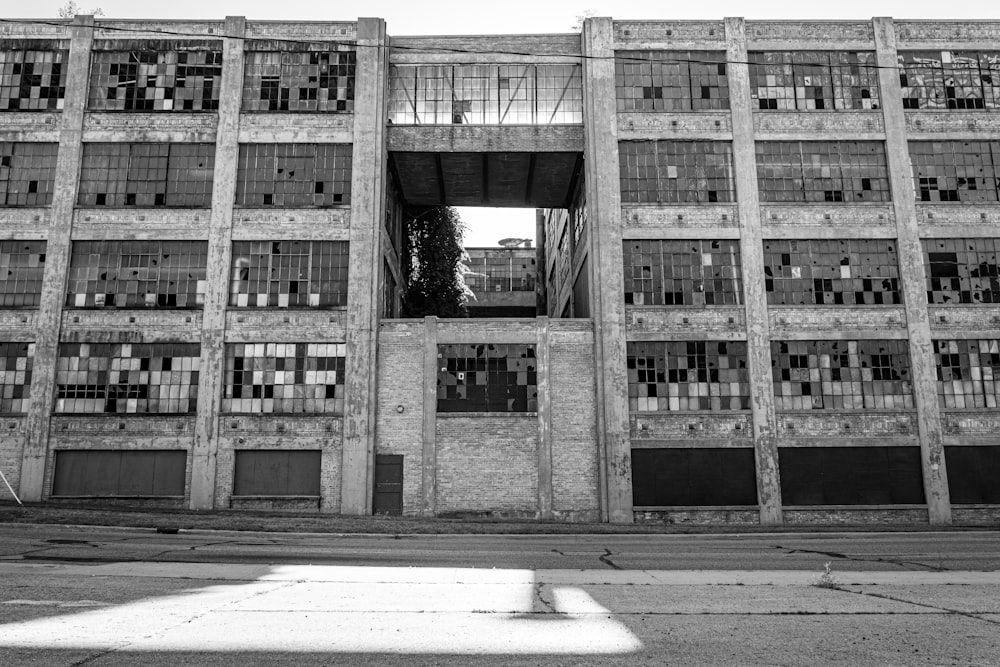 grayscale photography of building