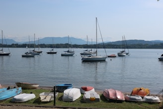 Children enjoying sailing lessons on a calm lake during summer camp.