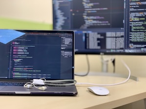 black laptop computer turned on