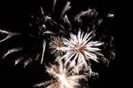 A dazzling display of crackers and sparklers illuminating a walima night with elegant stage lighting.