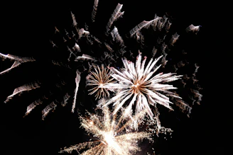 A dazzling display of crackers and sparklers illuminating a walima night with elegant stage lighting.