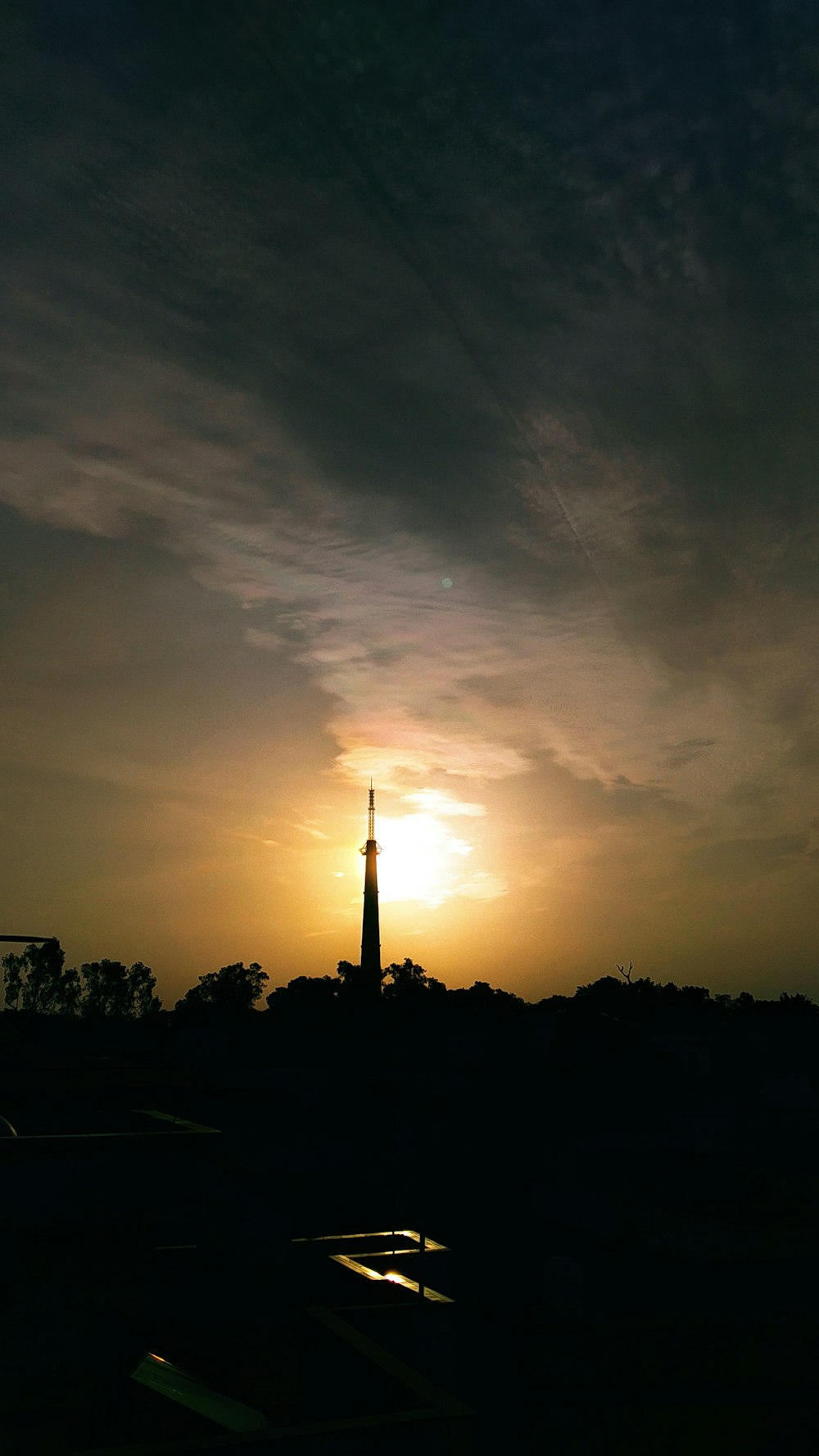 silhouette of tower
