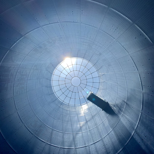 a view of the inside of a metal structure