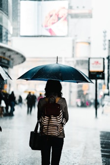 woman standing under umbrella