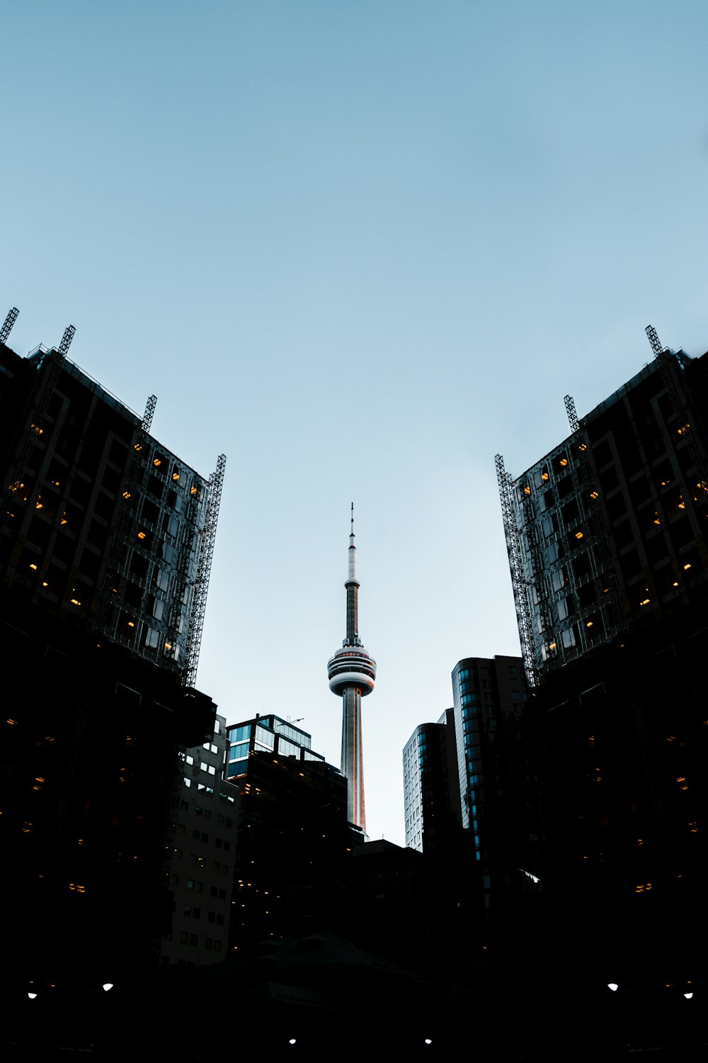 low-angle photography of concrete buildings