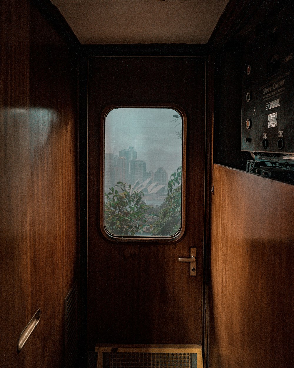 brown wooden door close