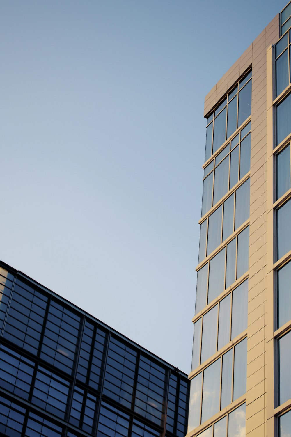 low angle photo of curtain glass wall building