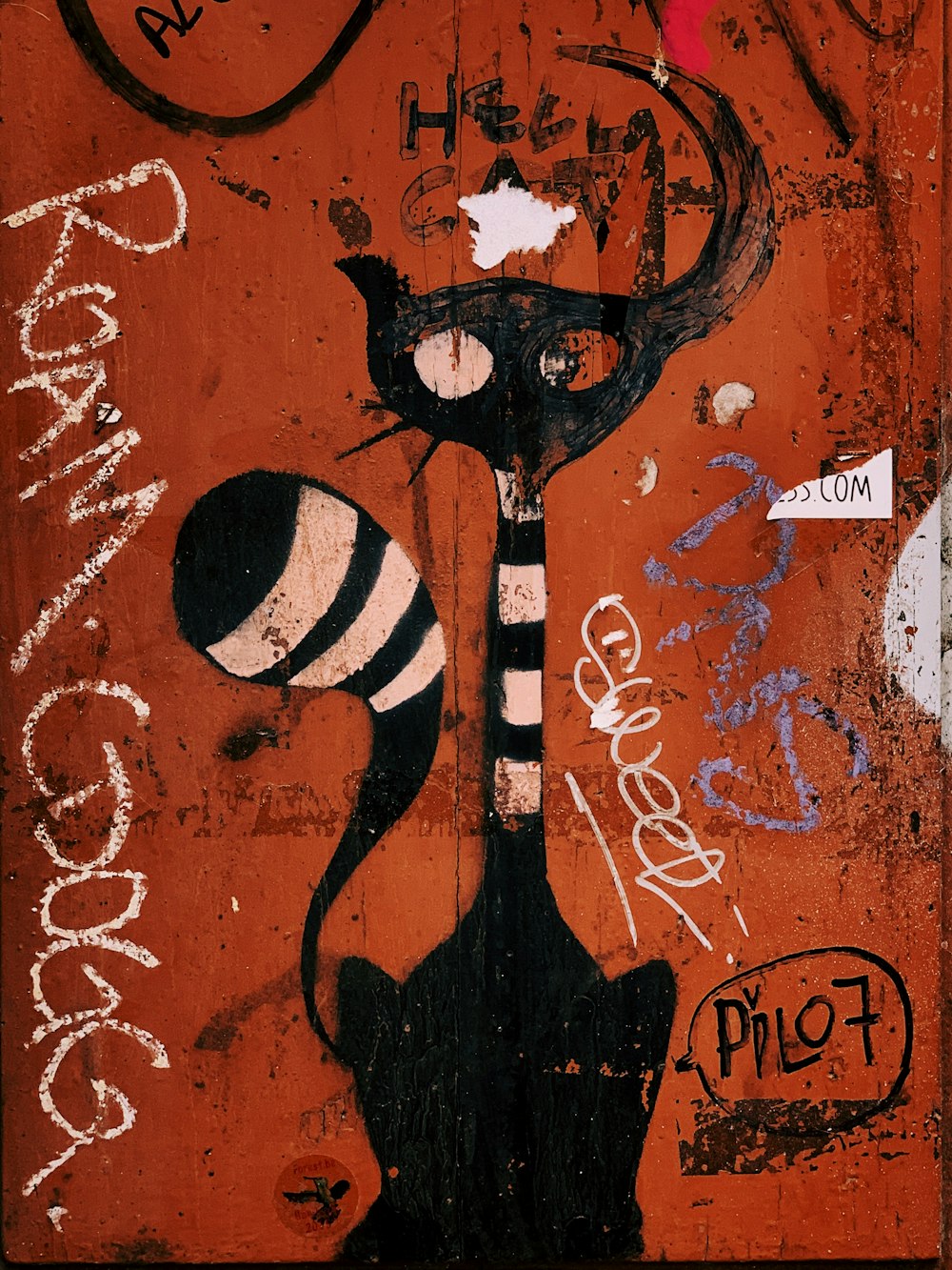 Graffiti Gato Negro Decoración De Pared