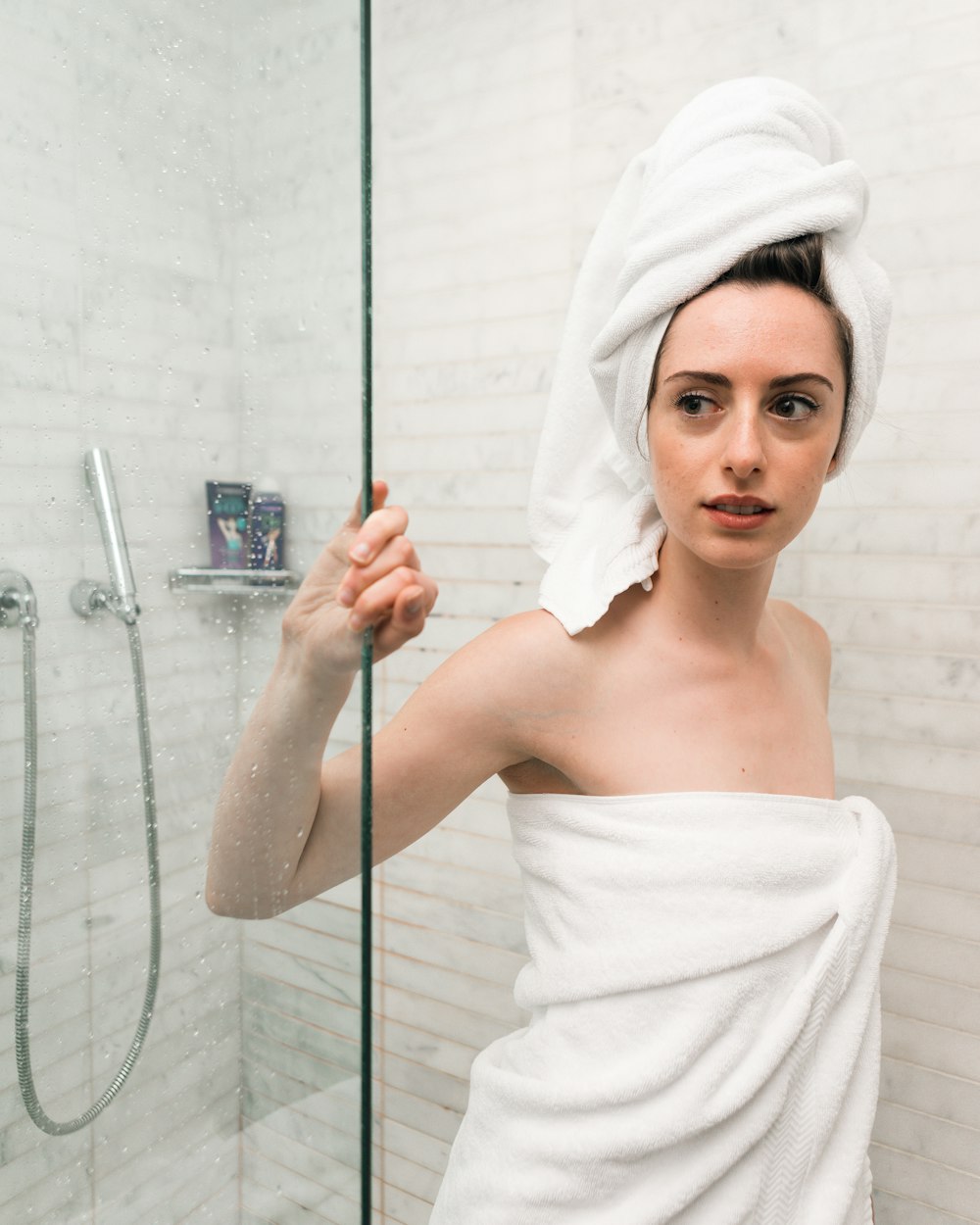 woman inside bathroom