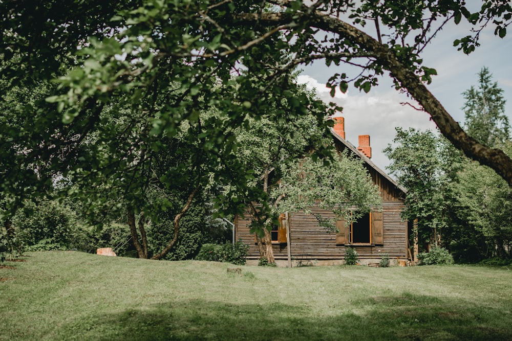 brown wooden house near trees