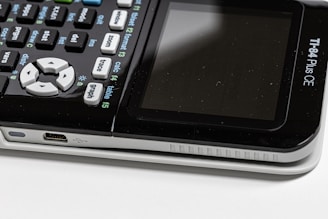 Close-up of a graphing calculator screen displaying a colorful math graph