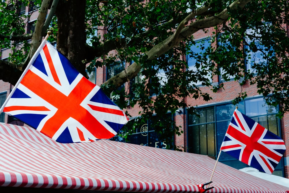 white and red striped awning