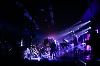 men playing instruments on stage