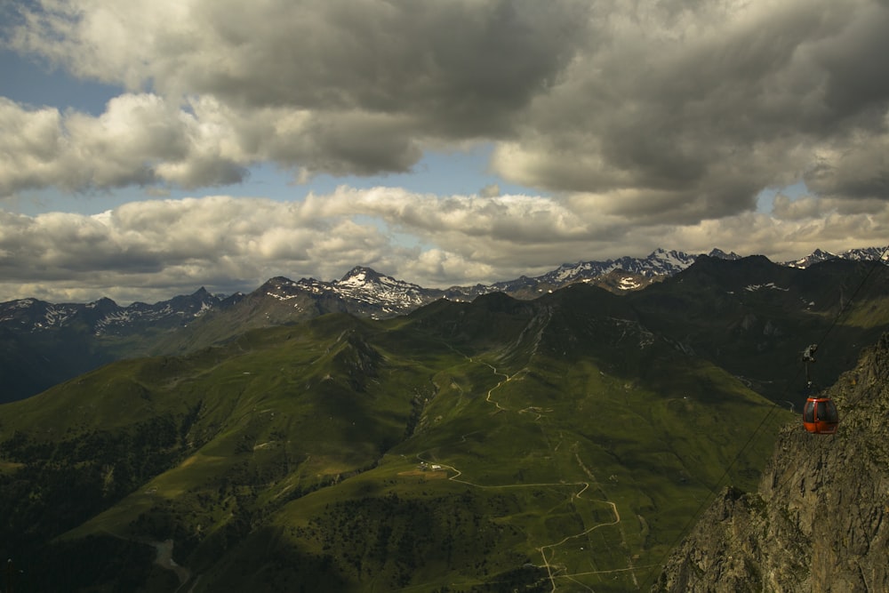 aerial view of green mountain