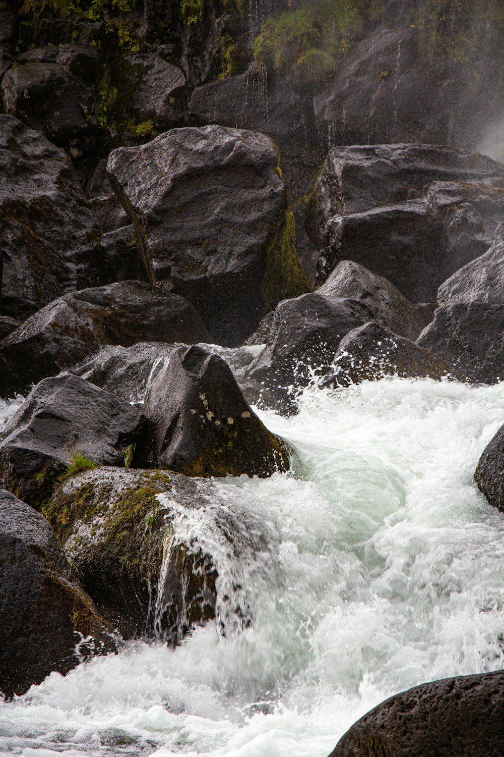 black and gray rocks beside body of water at daytime