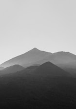 grayscale photography of mountains