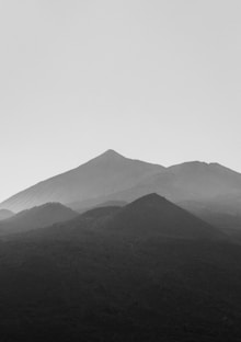 grayscale photography of mountains