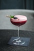 red juice with clear cocktail glass