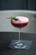red juice with clear cocktail glass