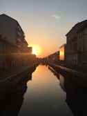Beautiful sunset over the canal.