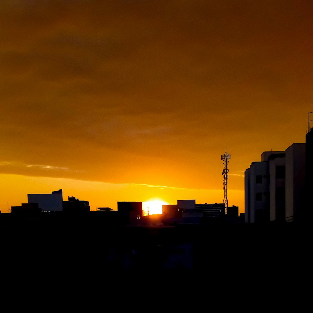 silhouette photography of buildings