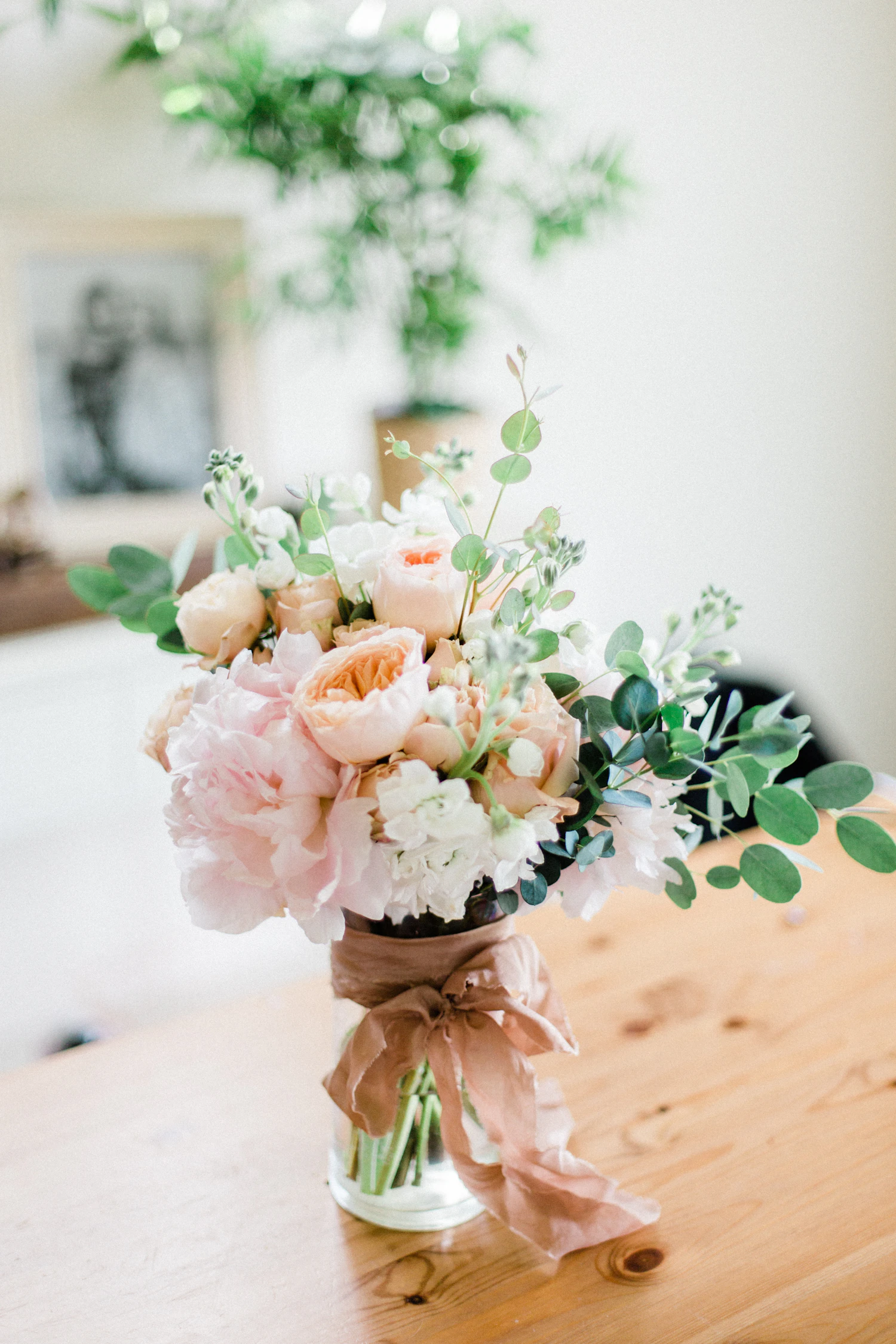 Luxury floral arrangement in blush and peach tones
