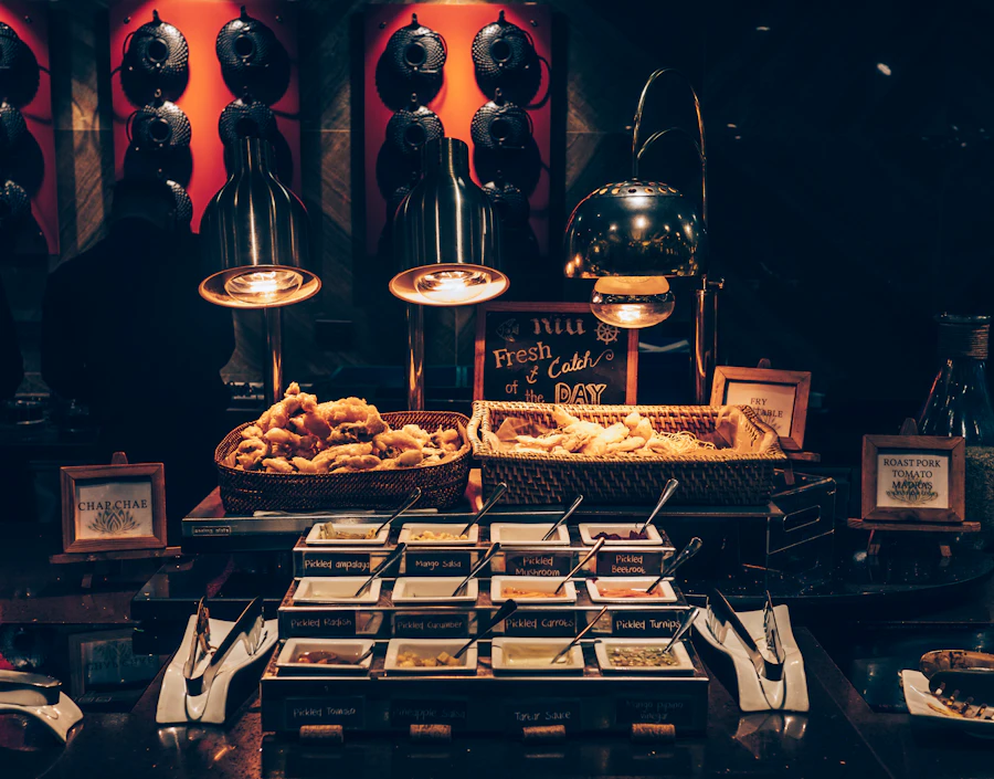 Buffet montado no restaurante