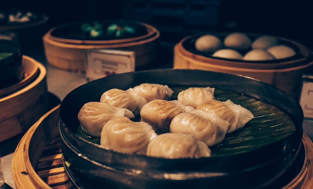 dumplings on steamer