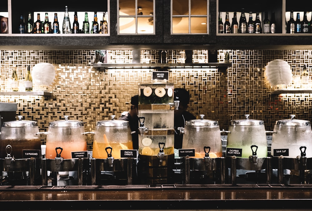 beverage dispensers inside room