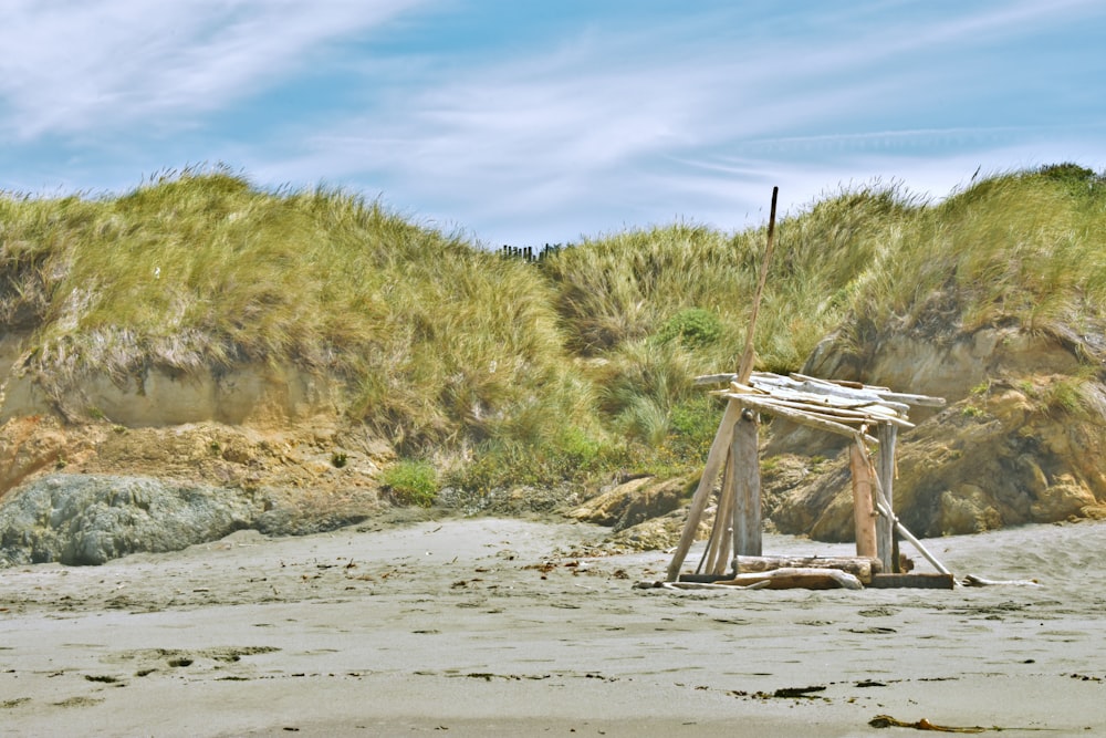 brown and gray wooden rack