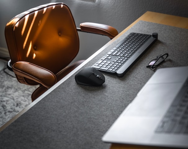 black keyboard on desk