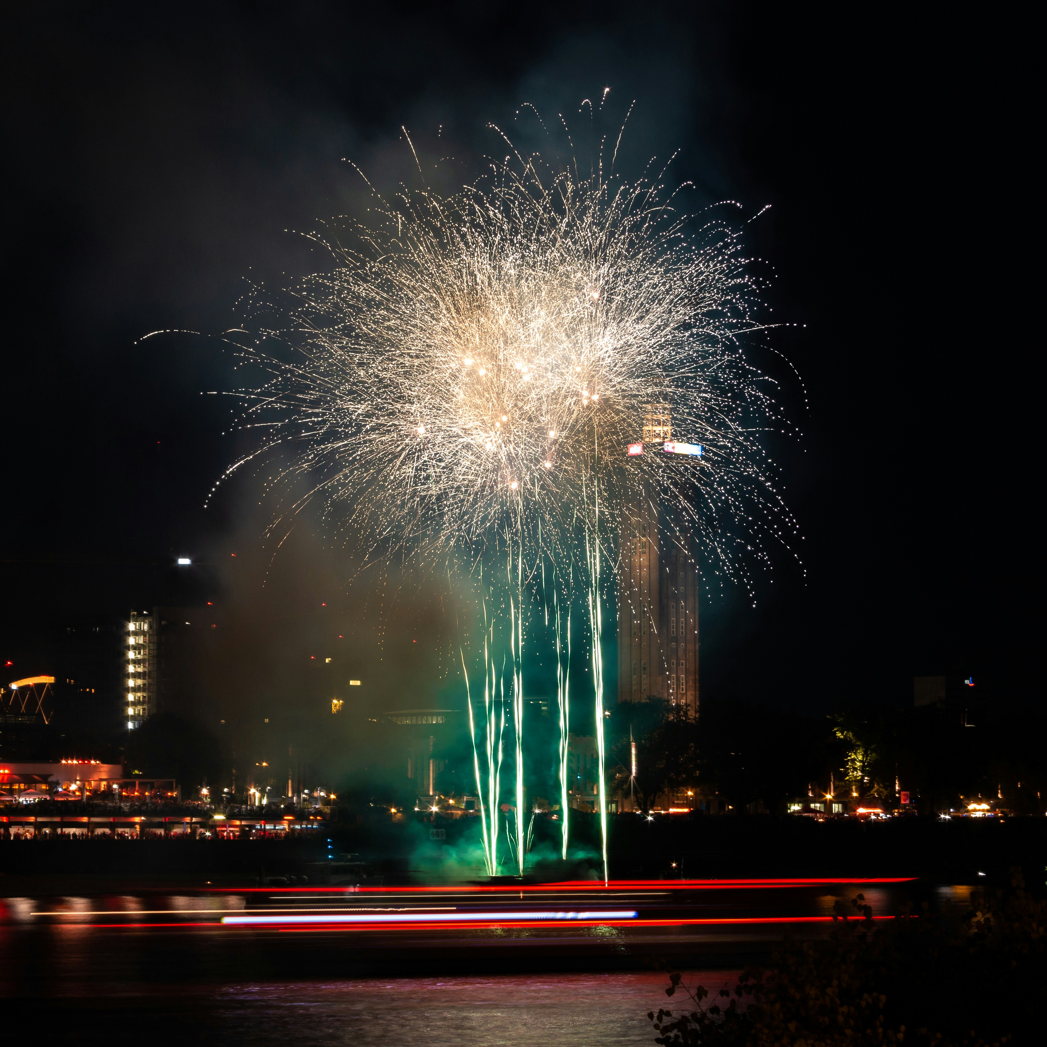 fireworks display on body of water