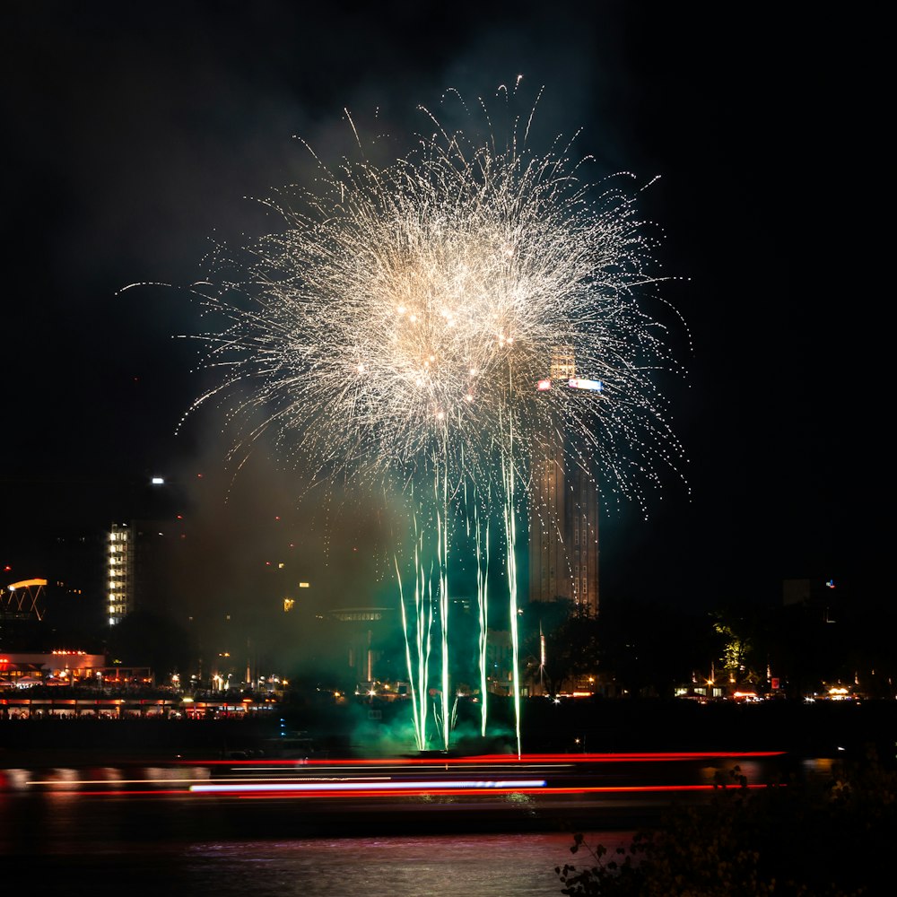 fireworks display on body of water