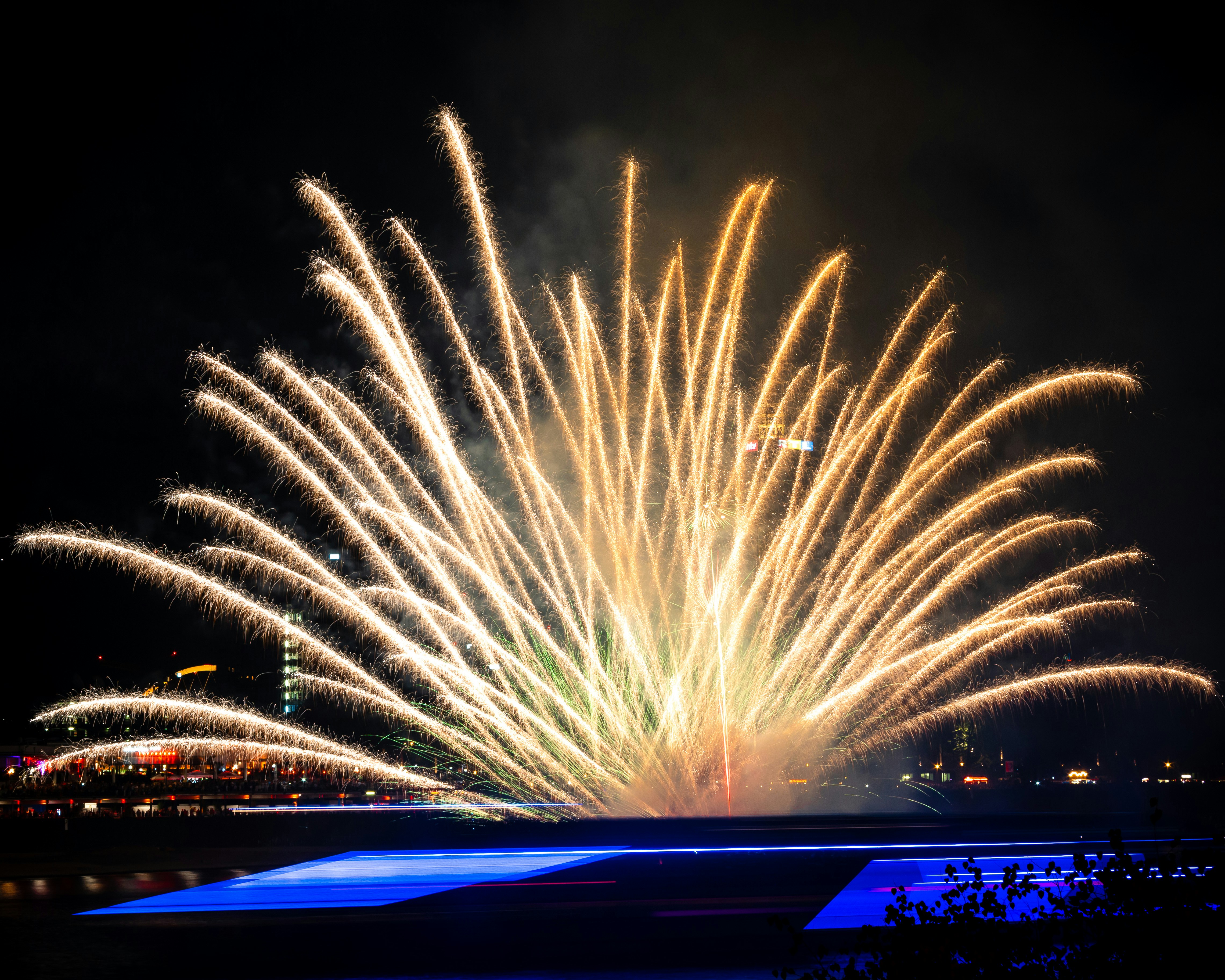 yellow fireworks display