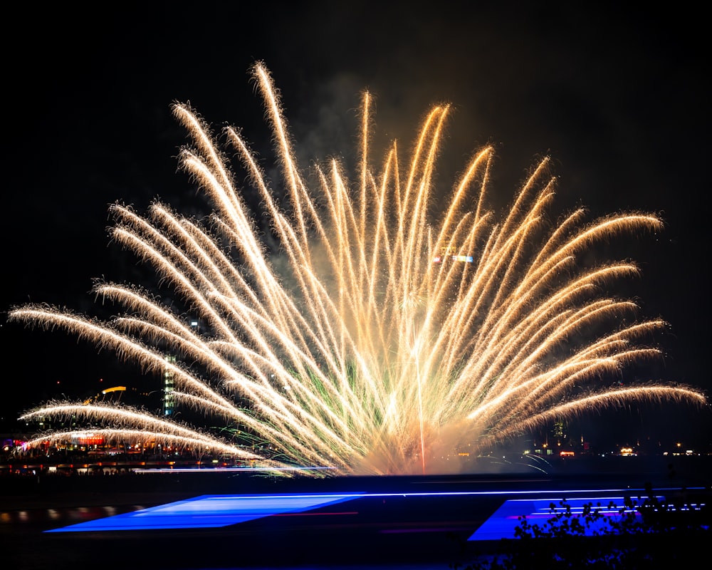 yellow fireworks display