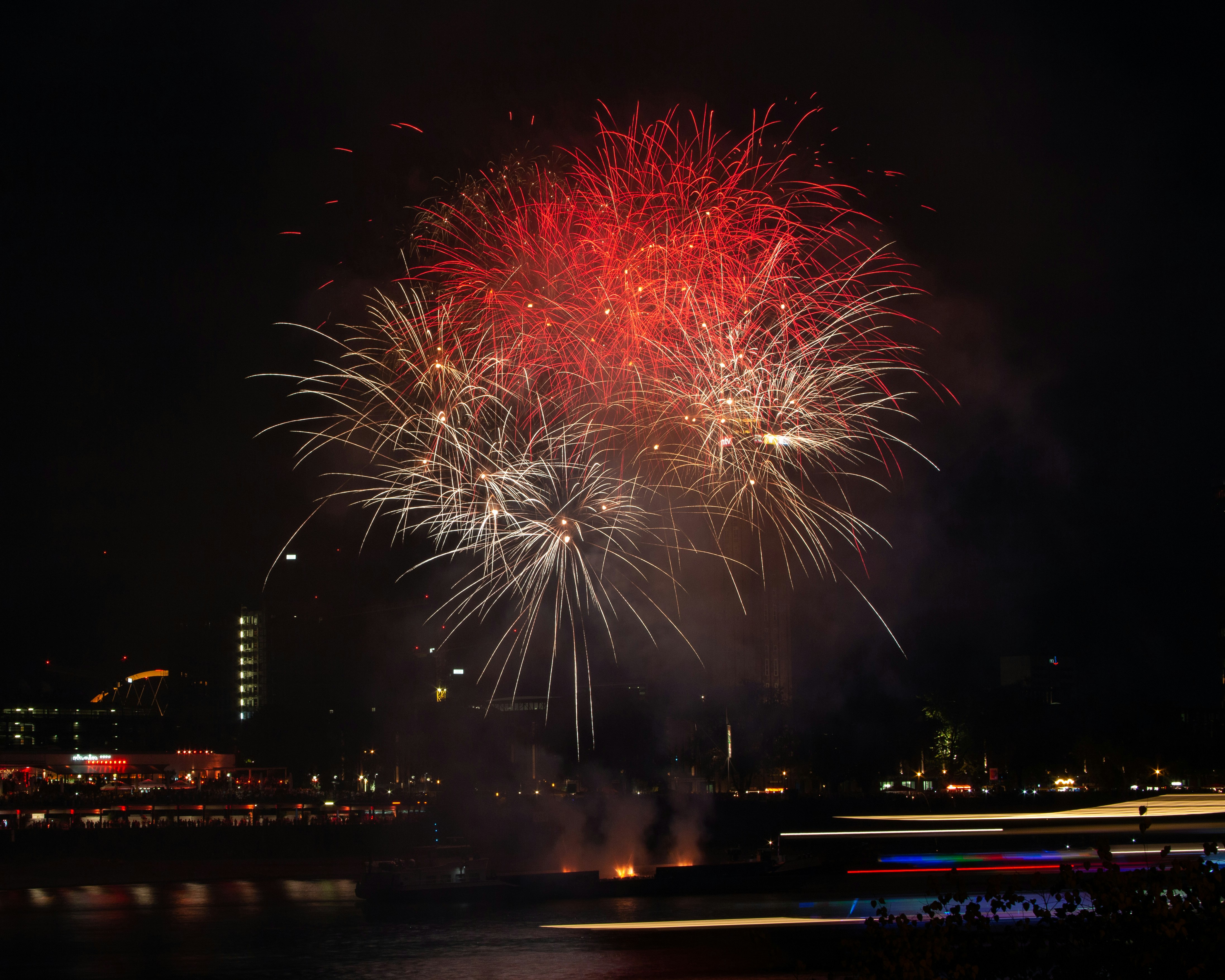 fireworks near building