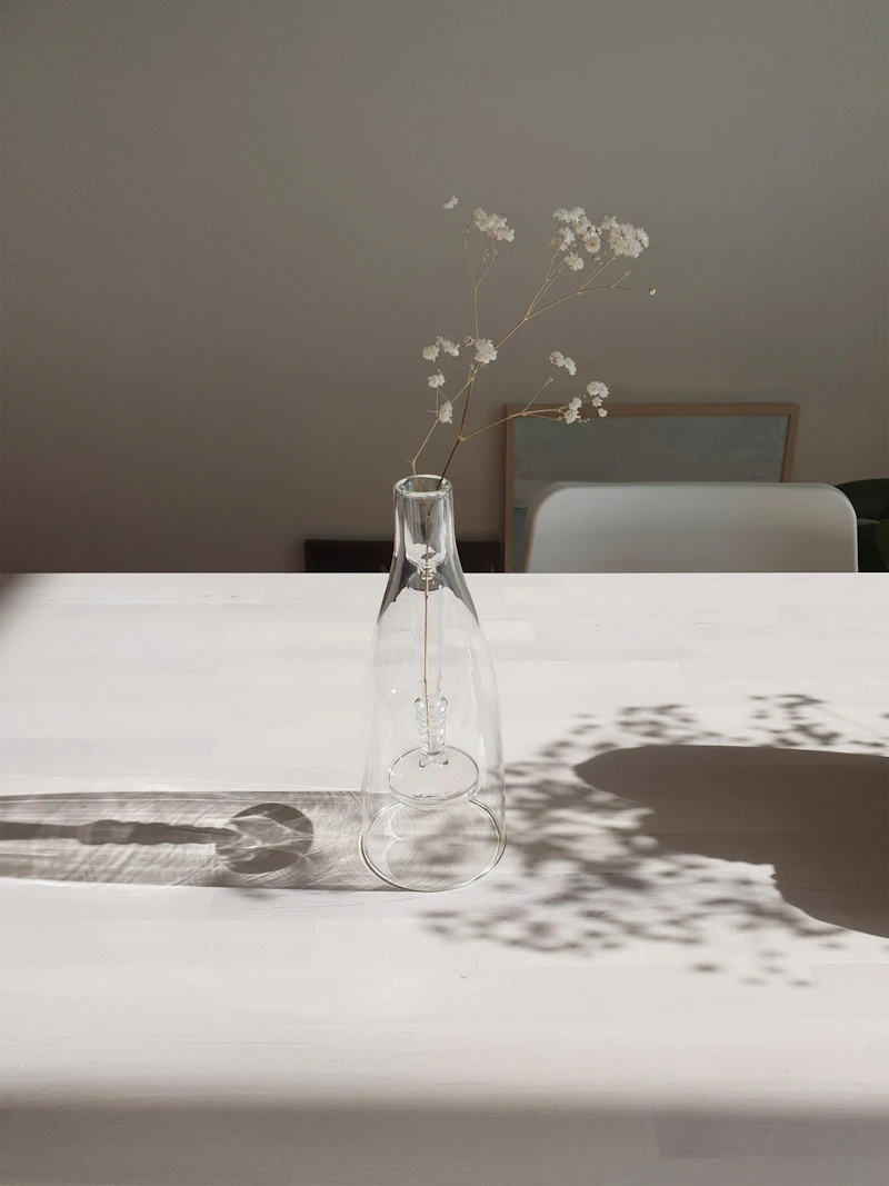 A clear glass vase